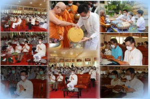 พิธีงานทำบุญตักบาตรถนนสายวัฒนธรรม ข้าวก้นบาตร พัฒนาคน พัฒนาชาติ ณ วัดเทพมงคล ตำบลบุ่ง อำเภอเมือง จังหวัดอำนาจเจริญ