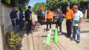 ลงพื้นที่ตรวจติดตามงานซ่อมแซมถนนอำนาจอนุสรณ์ บริเวณชุมชนแสนสวาสดิ์ ตำบลบุ่ง อำเภอเมือง จังหวัดอำนาจเจริญ